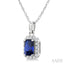 Emerald Shape Gemstone & Halo Diamond Pendant