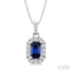 Emerald Shape Gemstone & Halo Diamond Pendant