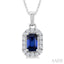 Emerald Shape Gemstone & Halo Diamond Pendant