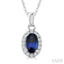 Oval Shape Gemstone & Halo Diamond Pendant