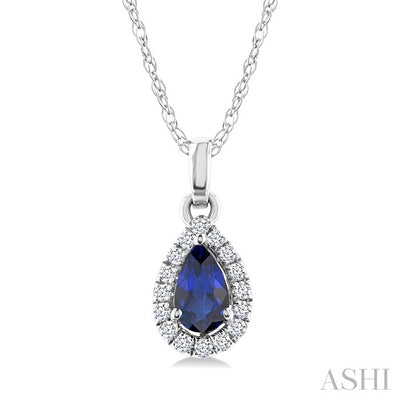 Pear Shape Gemstone & Halo Diamond Pendant