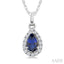Pear Shape Gemstone & Halo Diamond Pendant