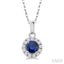 Round Shape Gemstone & Halo Diamond Pendant