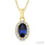 Oval Shape Gemstone & Halo Diamond Pendant