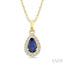 Pear Shape Gemstone & Halo Diamond Pendant
