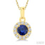Round Shape Gemstone & Halo Diamond Pendant