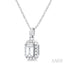 Emerald Shape Gemstone & Halo Diamond Pendant