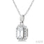 Emerald Shape Gemstone & Halo Diamond Pendant