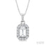 Emerald Shape Gemstone & Halo Diamond Pendant