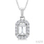 Emerald Shape Gemstone & Halo Diamond Pendant