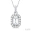 Emerald Shape Gemstone & Halo Diamond Pendant