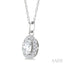 Oval Shape Gemstone & Halo Diamond Pendant