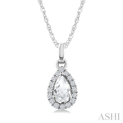 Pear Shape Gemstone & Halo Diamond Pendant