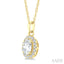 Oval Shape Gemstone & Halo Diamond Pendant