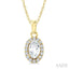 Oval Shape Gemstone & Halo Diamond Pendant