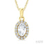 Oval Shape Gemstone & Halo Diamond Pendant
