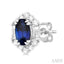 Oval Shape Gemstone & Halo Diamond Earrings