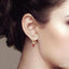 Emerald Shape Gemstone & Petite Diamond Huggie Fashion Earrings