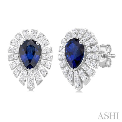 Pear Shape Gemstone & Diamond Earrings