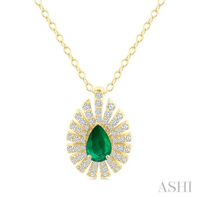Pear Shape Gemstone & Diamond Pendant