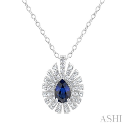 Pear Shape Gemstone & Diamond Pendant
