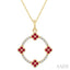 Clover Circle Gemstone & Diamond Pendant