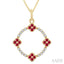 Clover Circle Gemstone & Diamond Pendant