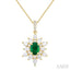 Oval Shape Gemstone & Halo Diamond Pendant