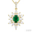 Oval Shape Gemstone & Halo Diamond Pendant