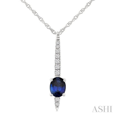 Oval Shape Gemstone & Diamond Pendant