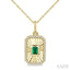 Emerald Shape Fluted Medallion Gemstone & Diamond Pendant