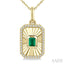 Emerald Shape Fluted Medallion Gemstone & Diamond Pendant