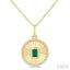 Round Shape Fluted Medallion Gemstone & Diamond Pendant