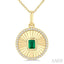 Round Shape Fluted Medallion Gemstone & Diamond Pendant