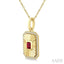 Emerald Shape Fluted Medallion Gemstone & Diamond Pendant