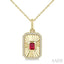 Emerald Shape Fluted Medallion Gemstone & Diamond Pendant