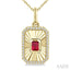 Emerald Shape Fluted Medallion Gemstone & Diamond Pendant