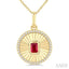 Round Shape Fluted Medallion Gemstone & Diamond Pendant