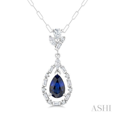 Pear Shape Gemstone & Diamond Fashion Pendant