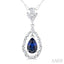 Pear Shape Gemstone & Diamond Fashion Pendant