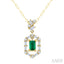 Emerald Shape Gemstone & Diamond Fashion Pendant