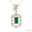 Emerald Shape Gemstone & Diamond Fashion Pendant