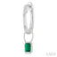 Emerald Shape Bezel Set Gemstone Huggie Fashion Earrings