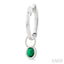 Oval Shape Bezel Set Gemstone Huggie Fashion Earrings