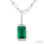 Emerald Shape Bezel Set Paperclip Gemstone Fashion Pendant