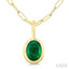 Oval Shape Bezel Set Paperclip Gemstone Fashion Pendant