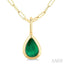 Pear Shape Bezel Set Paperclip Gemstone Fashion Pendant