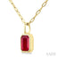 Emerald Shape Bezel Set Paperclip Gemstone Fashion Pendant