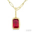 Emerald Shape Bezel Set Paperclip Gemstone Fashion Pendant