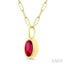 Oval Shape Bezel Set Paperclip Gemstone Fashion Pendant
